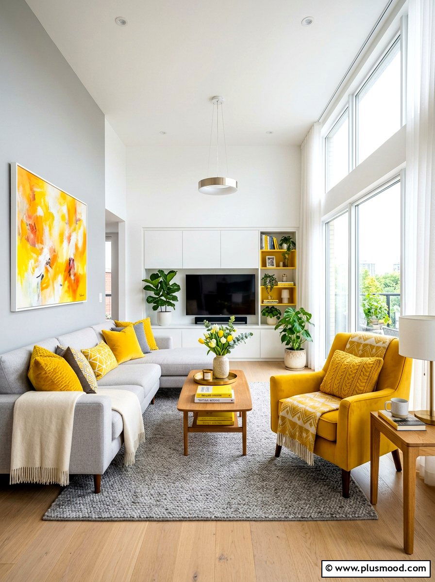 Yellow Accent Living Room - 25 modern summer living room ideas
