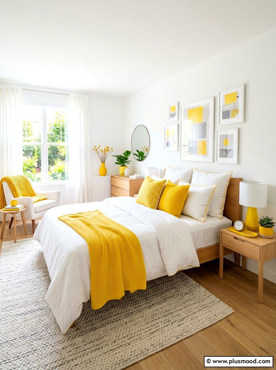 Yellow Accents - 25 best summer bedroom ideas