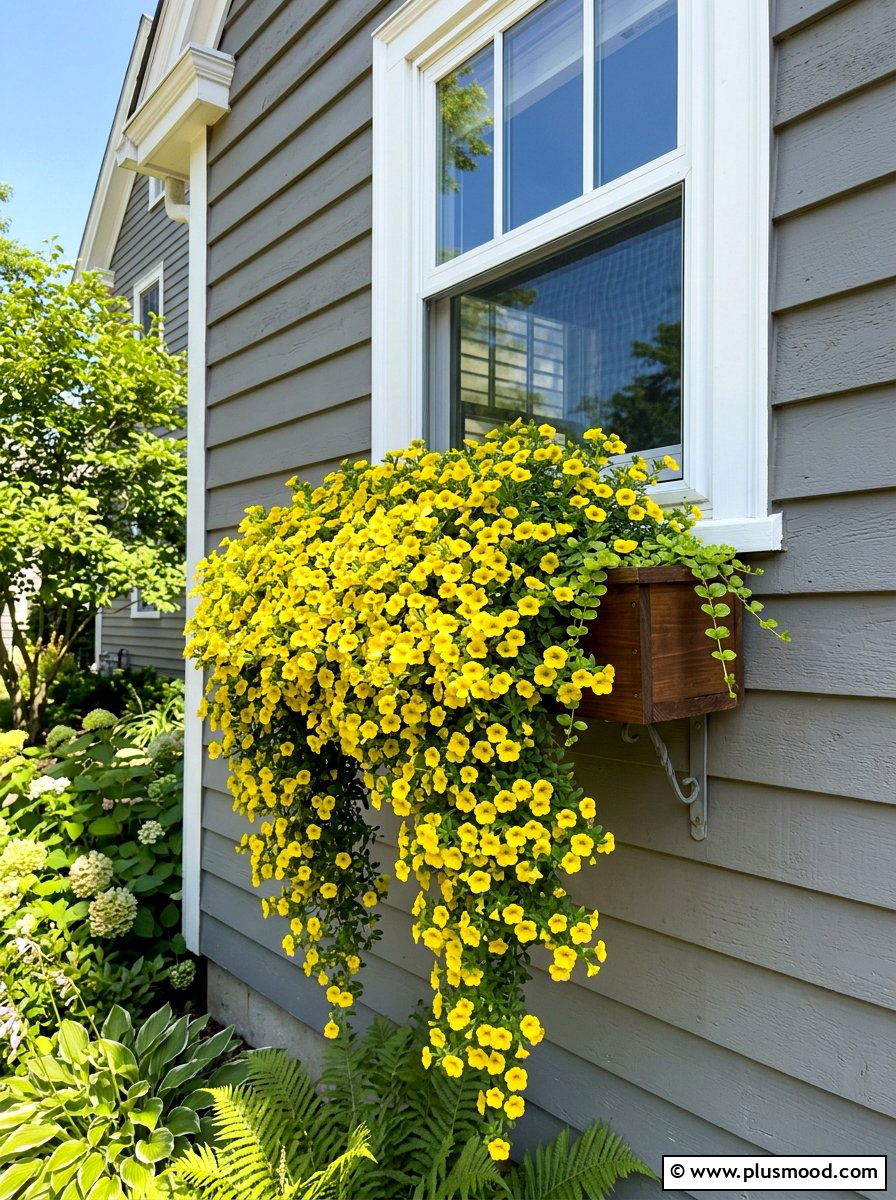 Yellow Calibrachoa Window Box - 25 summer planters with calibrachoa ideas