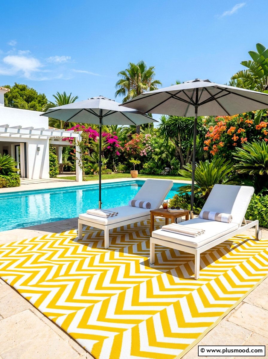 Yellow Chevron Patio Rug - 25 summer patio rug ideas