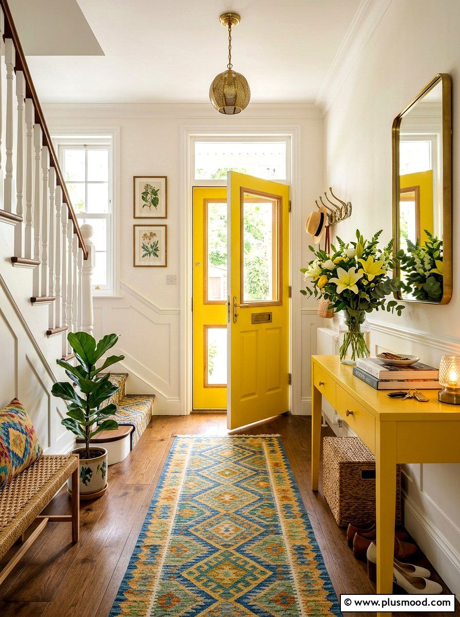Yellow Entryway - 25 summer colorful decor ideas