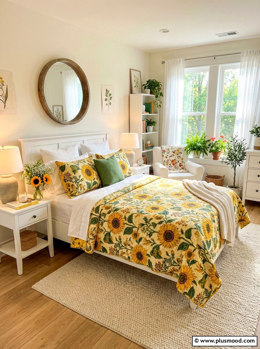Yellow Floral Quilt - 25 summer quilt ideas for bedroom
