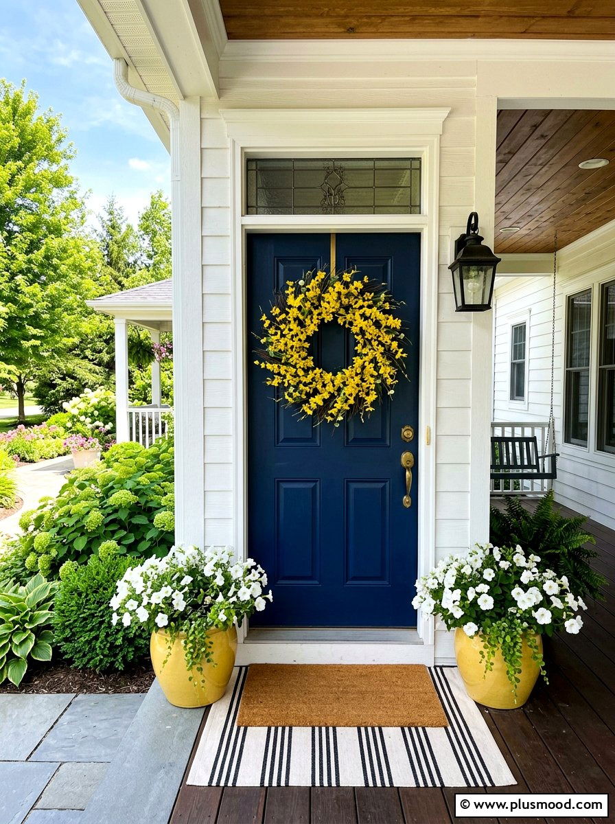 Yellow Forsythia Summer Door Wreath - 25 summer door decor ideas for summer