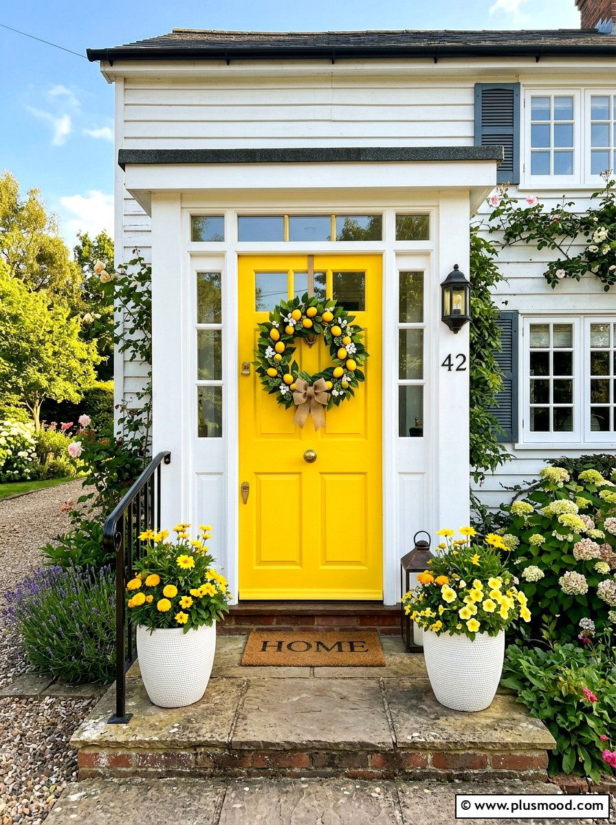 Yellow Front Door Decor - 25 summer front porch entryway ideas