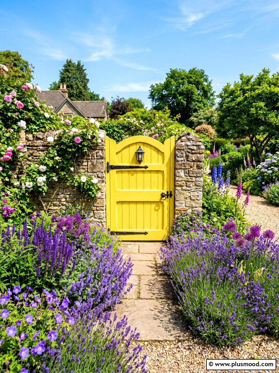 Yellow Garden Gate - 25 summer garden gate front yard ideas