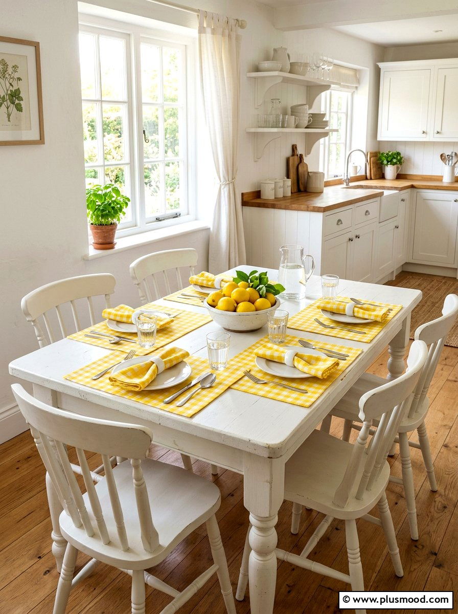 Yellow Gingham Kitchen Linens - 25 summer lemon kitchen decor ideas