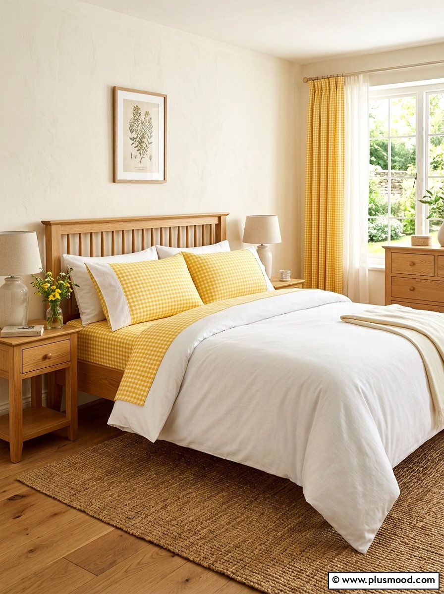 Yellow Gingham Sheets - 25 summer lemon bedroom decor ideas