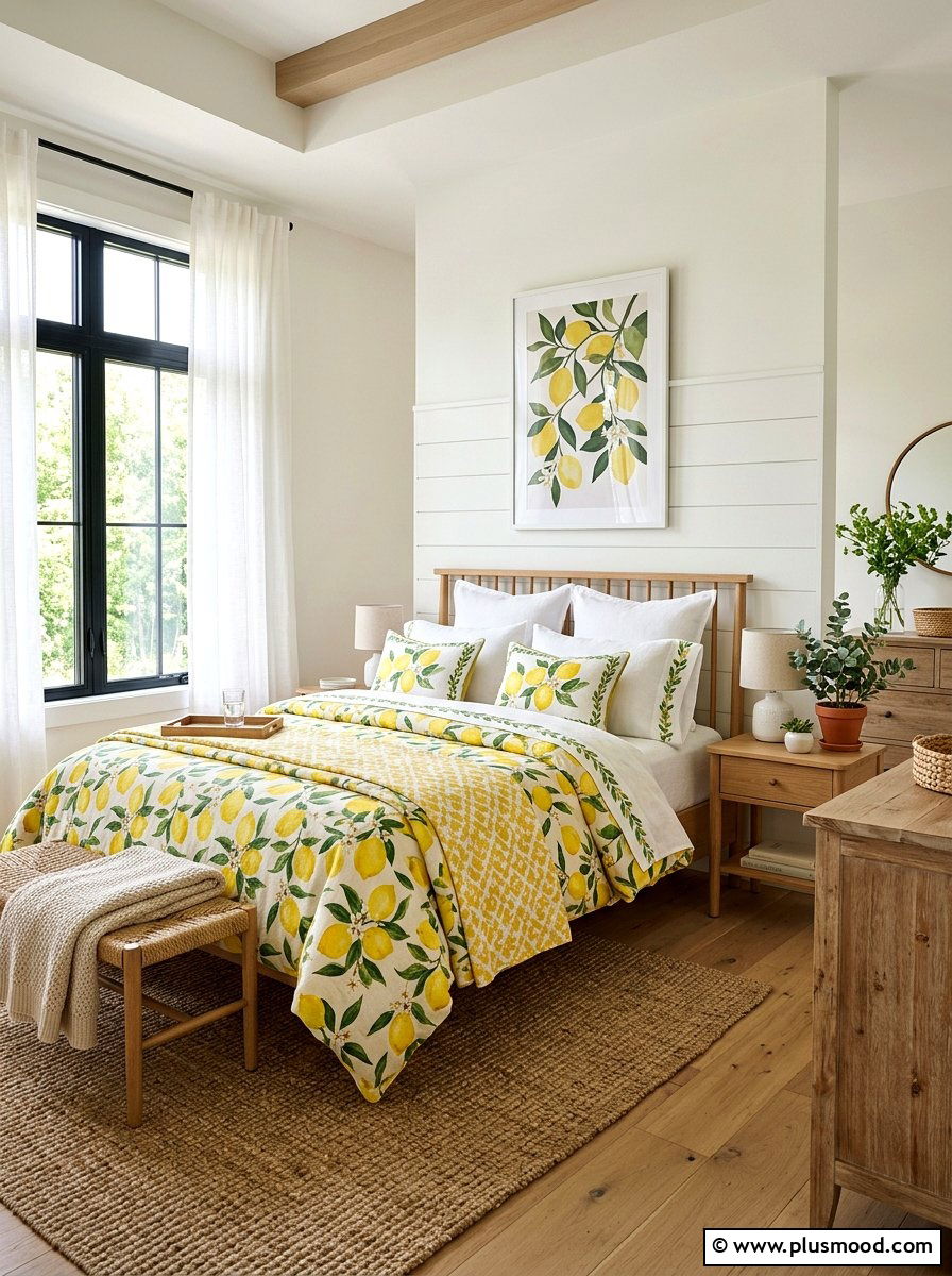 Yellow Lemon Bedding - 25 summer lemon bedroom decor ideas