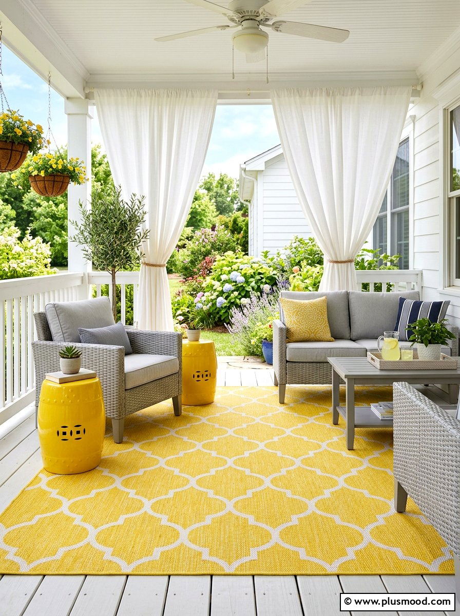 Yellow Outdoor Rug - 25 summer porch rug ideas