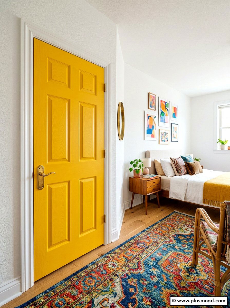 Yellow Painted Door - 25 summer lemon bedroom decor ideas