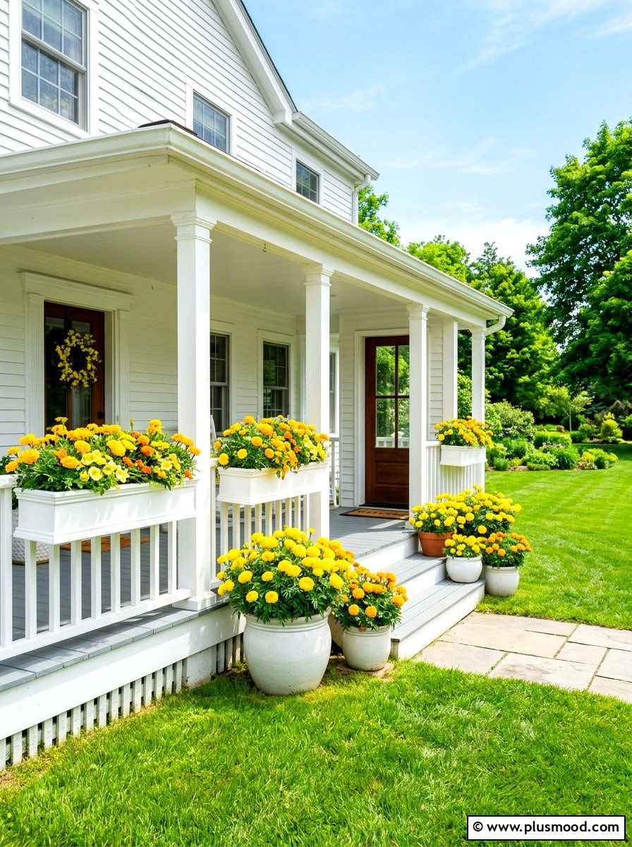 Yellow Summer Flower - 25 summer front porch decor ideas for white house