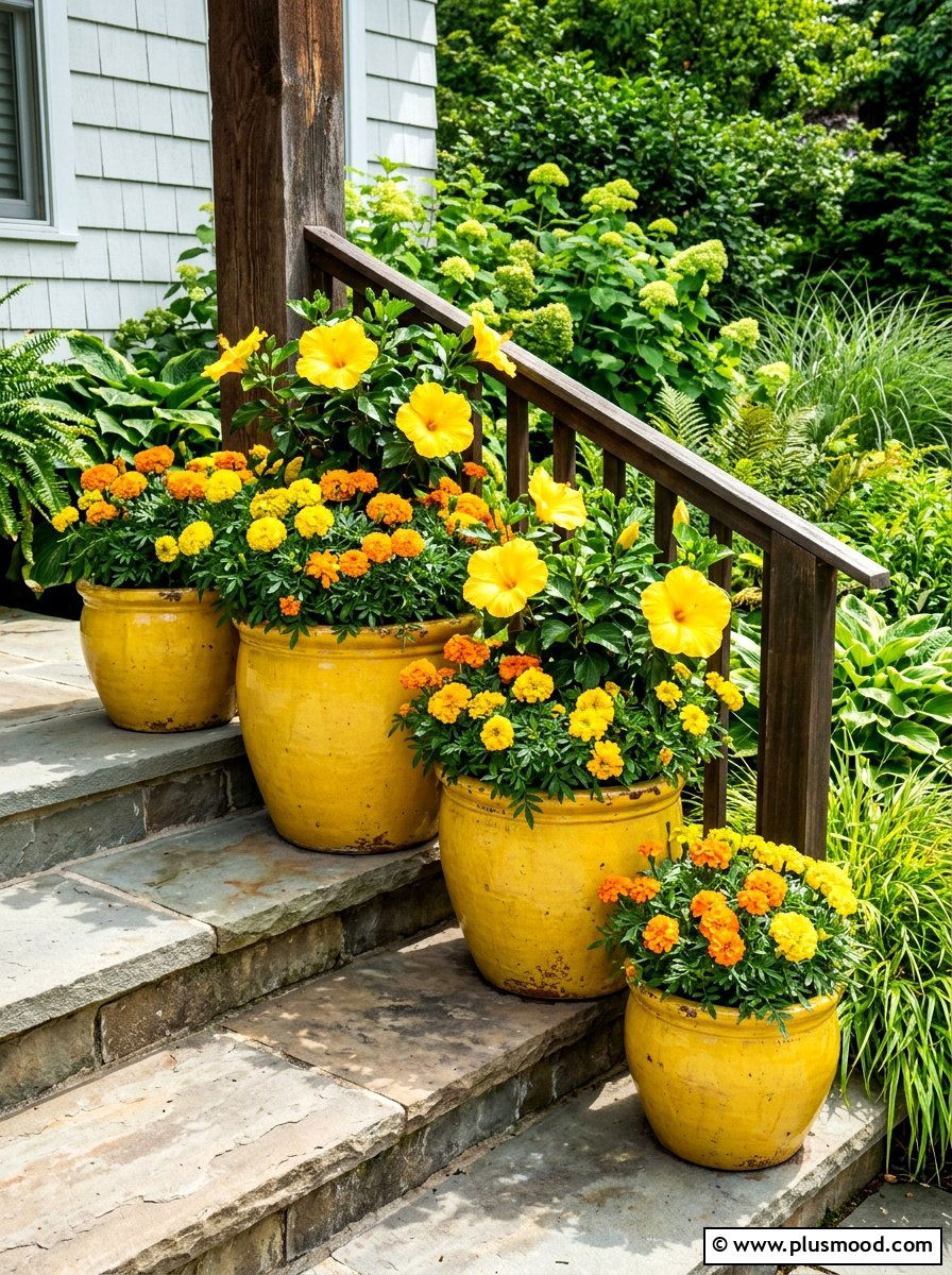 Yellow flower pots - 25 summer front porch decor ideas with lemons