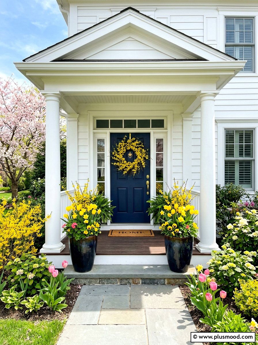 Yellow forsythia wreath - 25 summer front porch wreath ideas