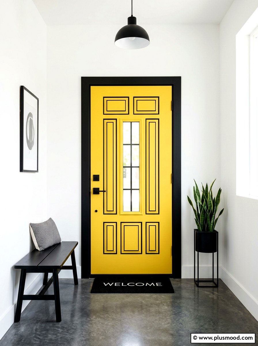 Yellow front door black trim - 25 summer yellow front door ideas