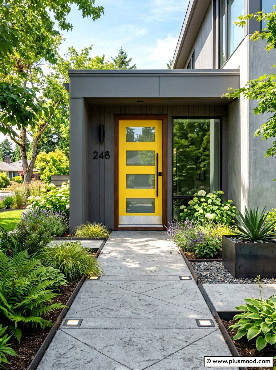 Yellow front door glass panels - 25 summer yellow front door ideas