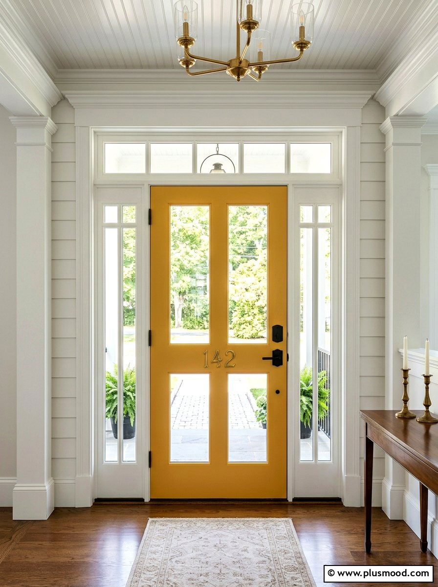 Yellow front door sidelights - 25 summer yellow front door ideas