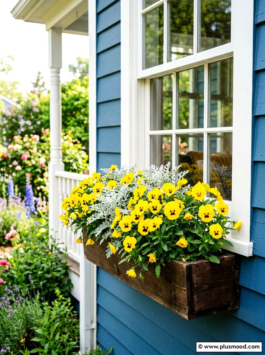 Yellow pansy arrangement - 25 summer to fall front porch planter ideas