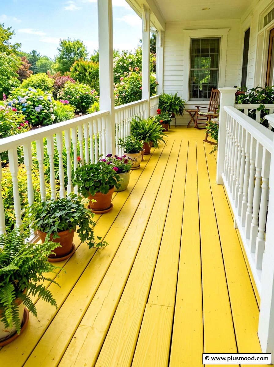 Yellow porch floor - 25 summer front porch decor ideas with lemons