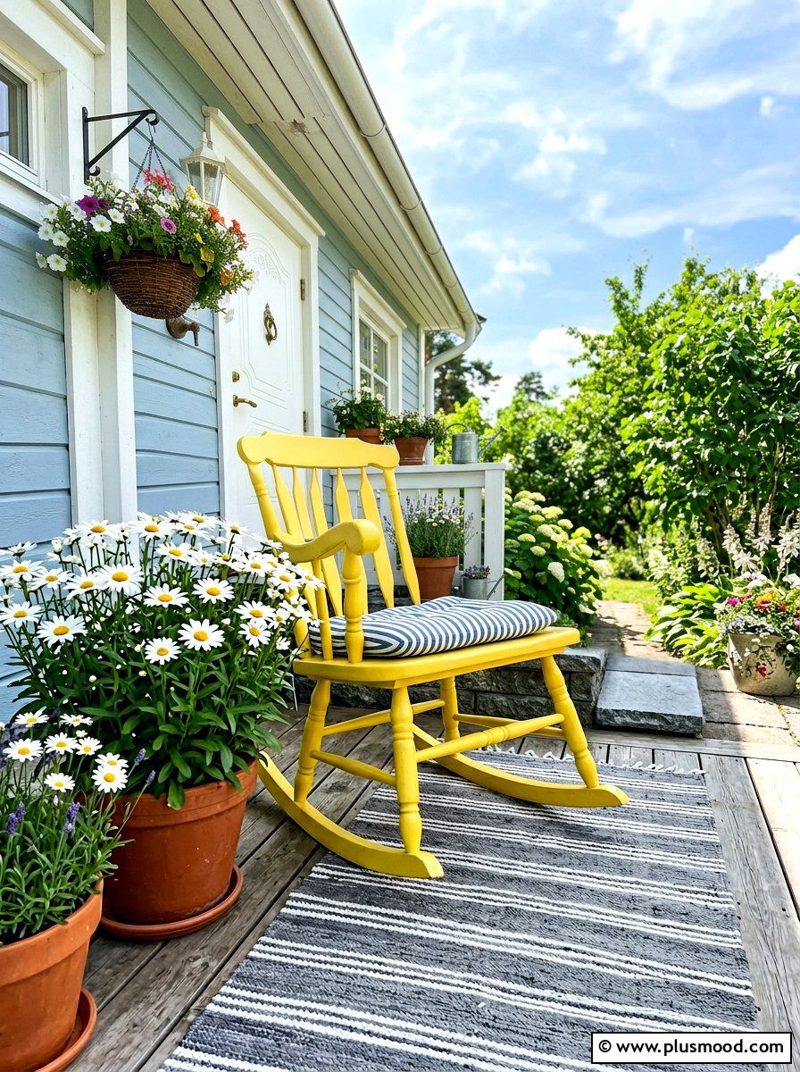 Yellow summer rocking chair - 25 summer front porch rocking chair ideas