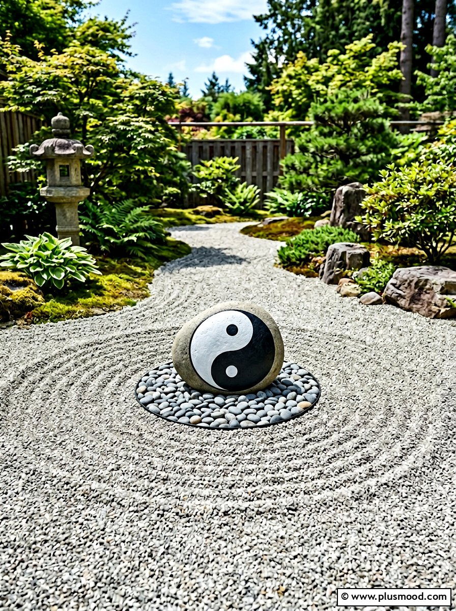 Yin Yang River Rocks - 25 painted rock ideas for zen garden