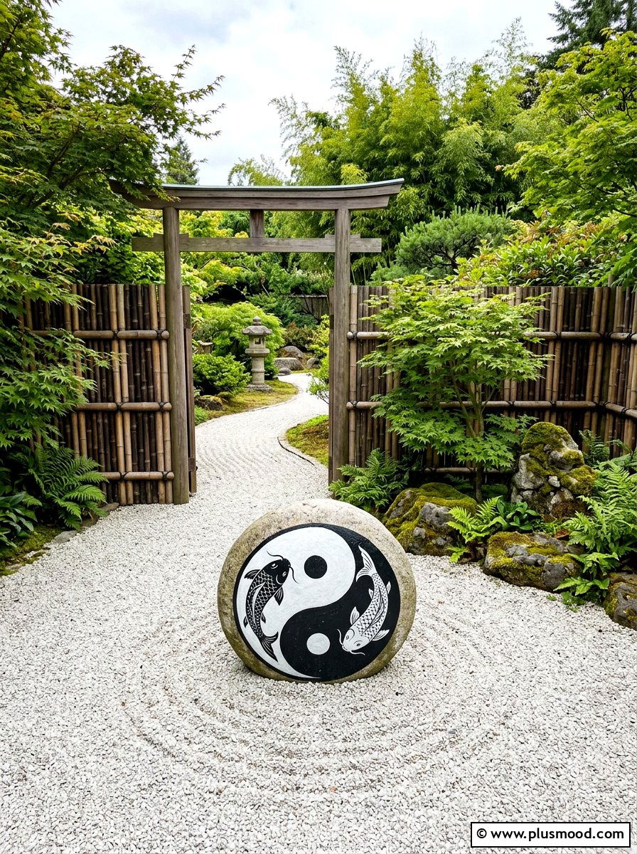 Yin Yang - 25 painted rock ideas for koi pond decor