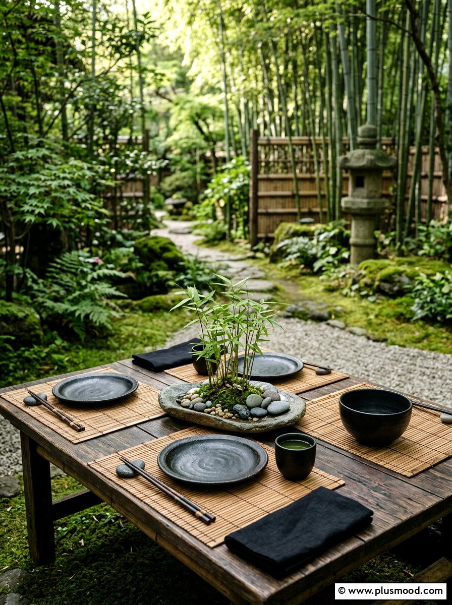 Zen Bamboo Garden Table - 25 summer place setting ideas for summer