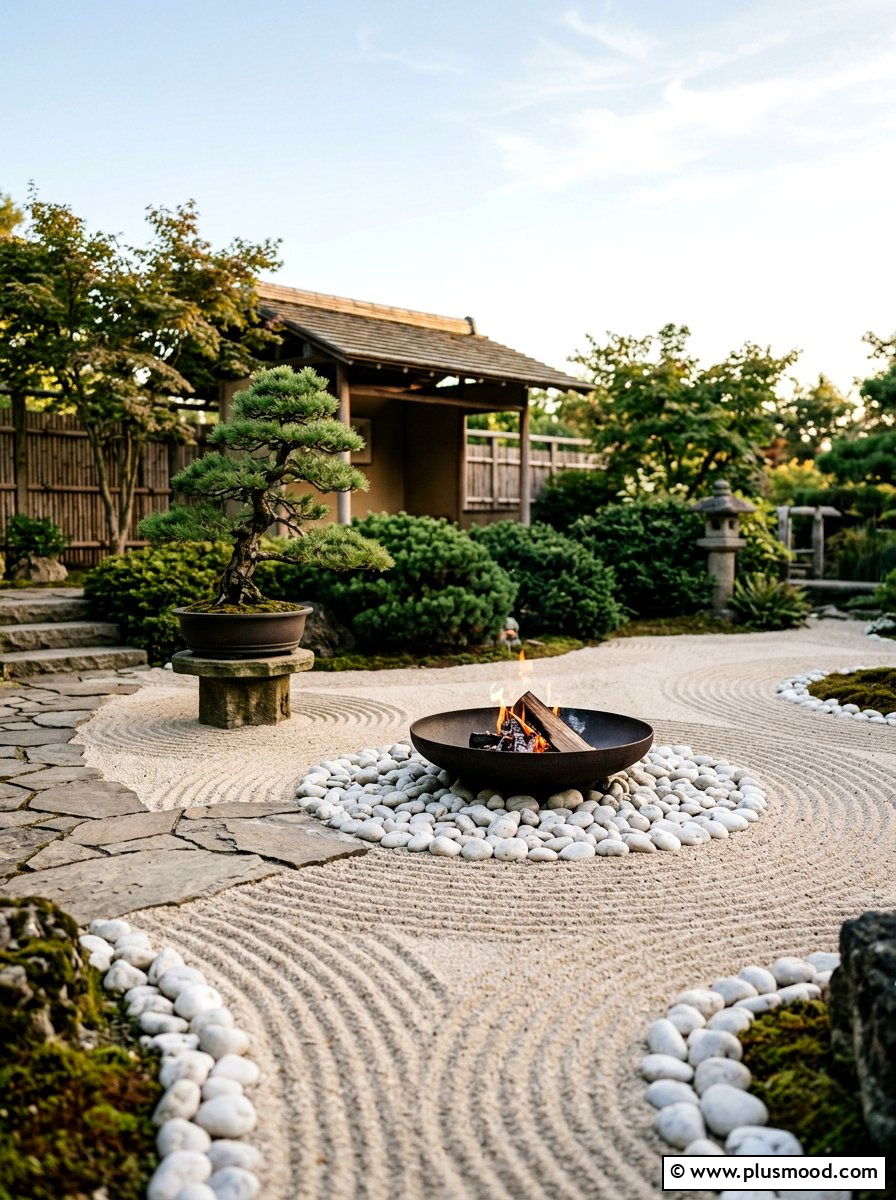 Zen Garden Fire Pit - 25 small backyard ideas with fire pit