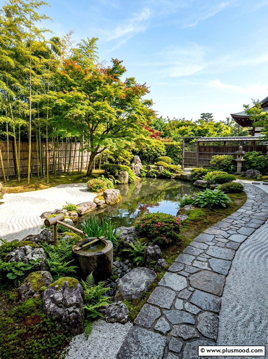 Zen Garden Pool With Flagstone Path - 25 pool landscaping ideas with flagstone