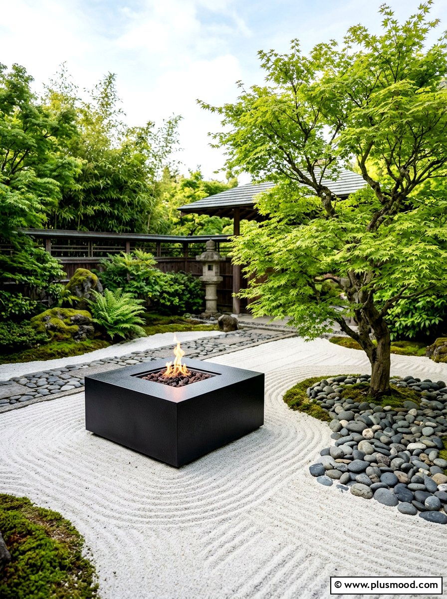 Zen Garden Square Fire Table - 25 small backyard ideas with fire table