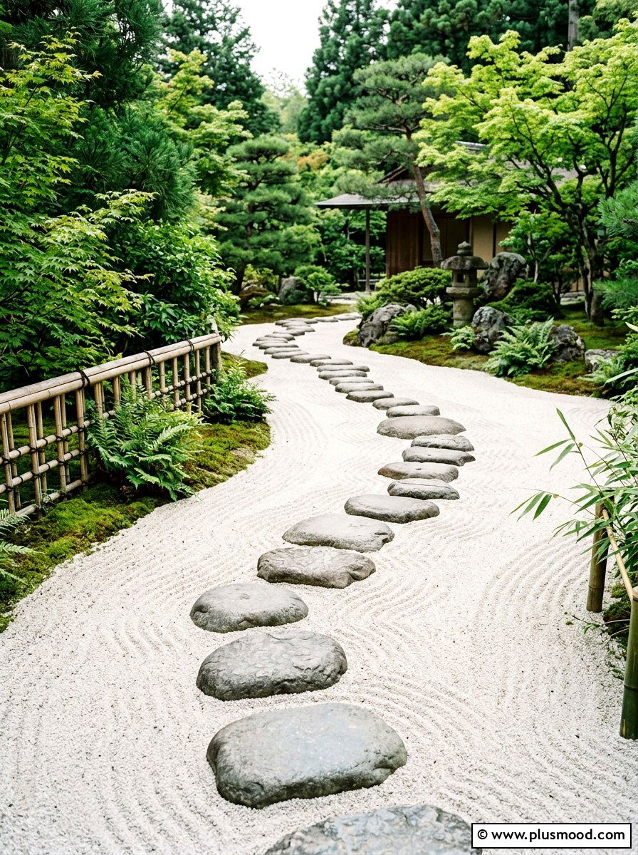 Zen Garden Walkway - 25 small backyard ideas with stepping stones