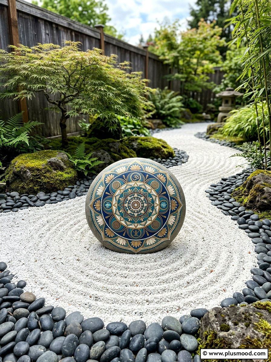 Zen Mandala - 25 painted rock ideas for koi pond decor