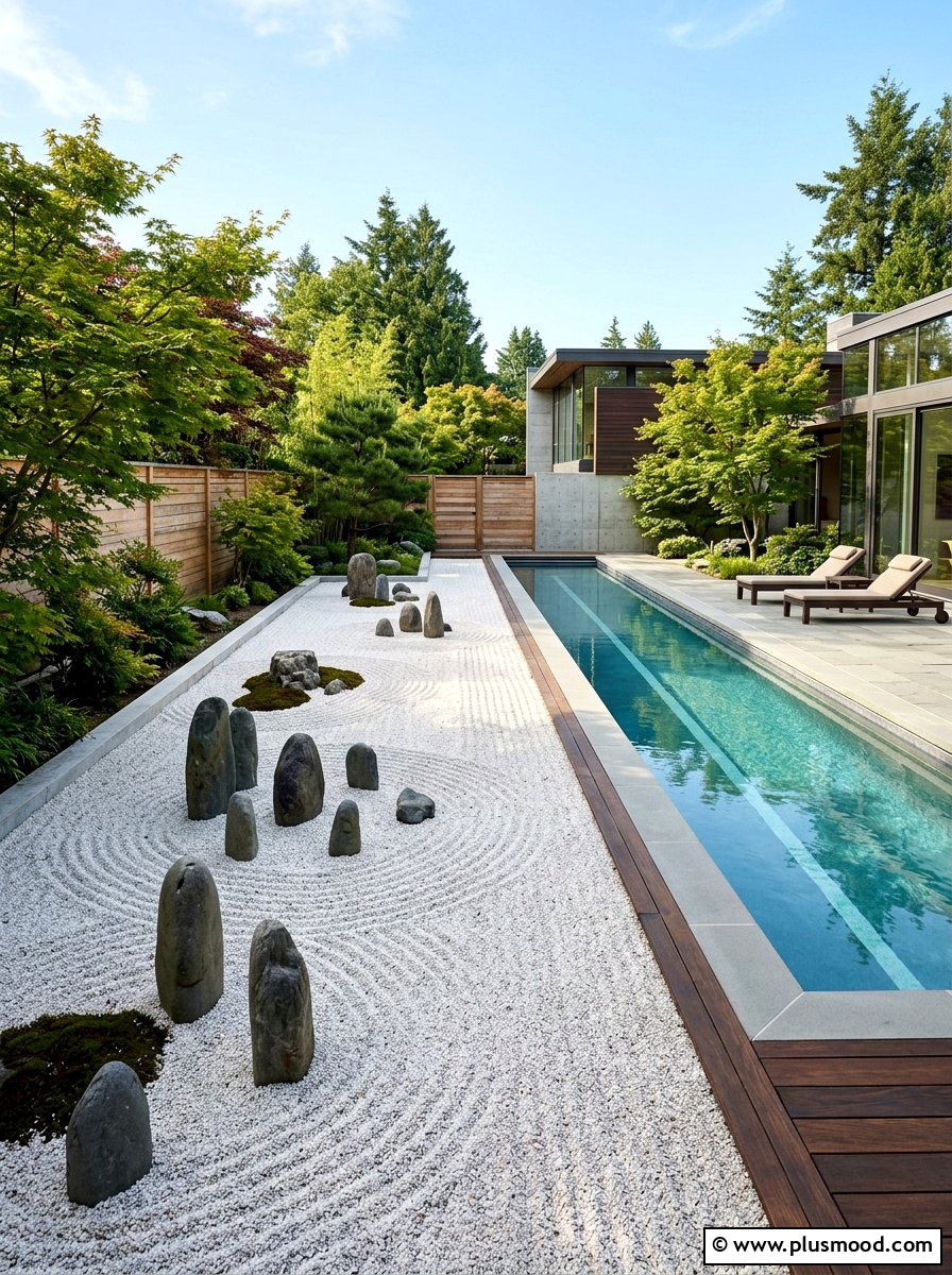 Zen Rock Garden - 25 pool landscaping ideas with rocks