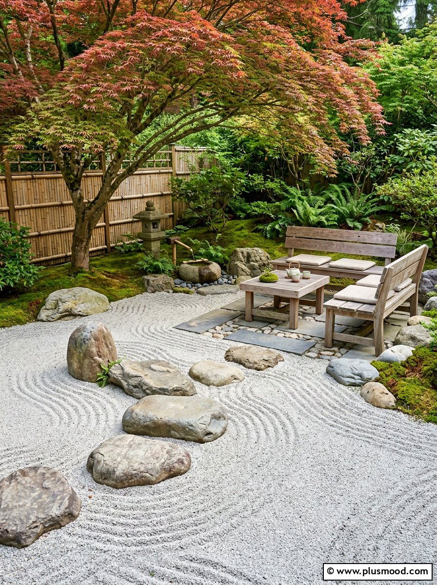 Zen Rock Garden Seating - 25 small backyard ideas with dining area