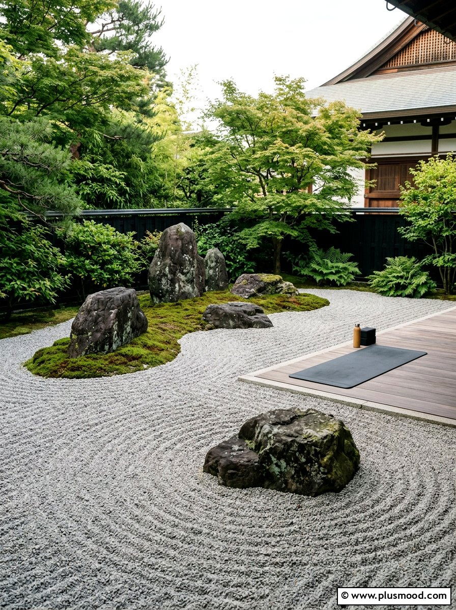 Zen Stone Garden - 25 small backyard ideas with yoga space
