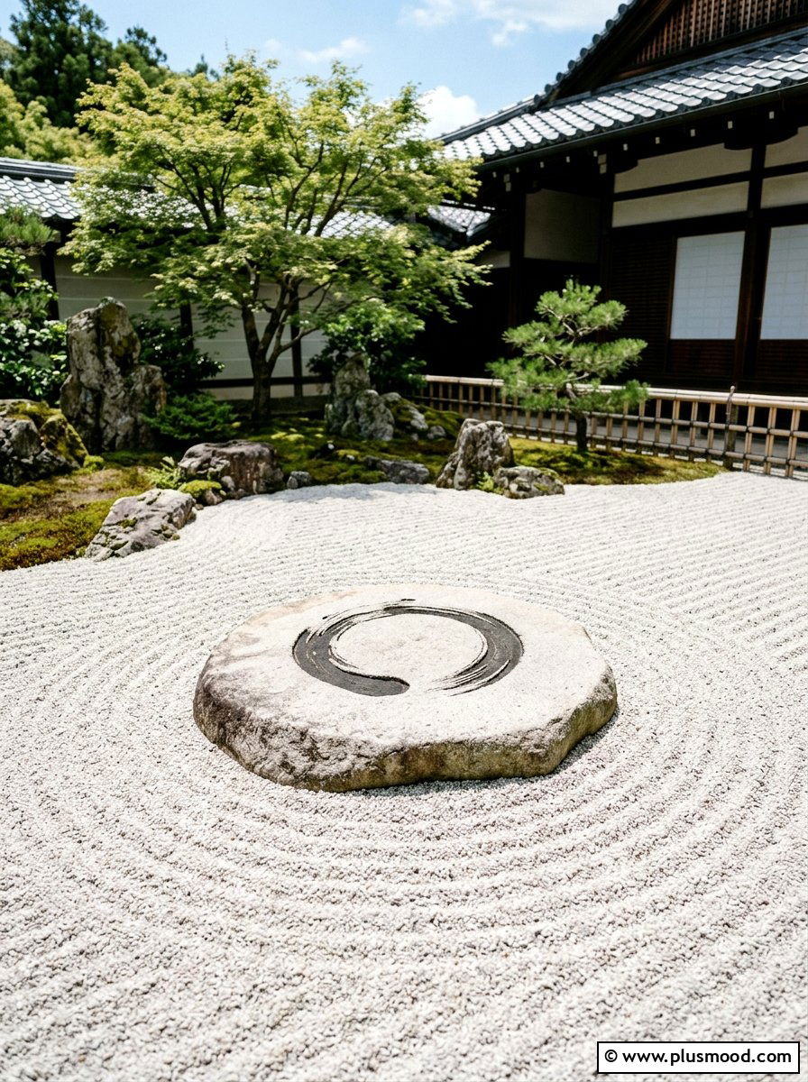 Zen ens circle - 25 painted rock ideas for Japanese garden