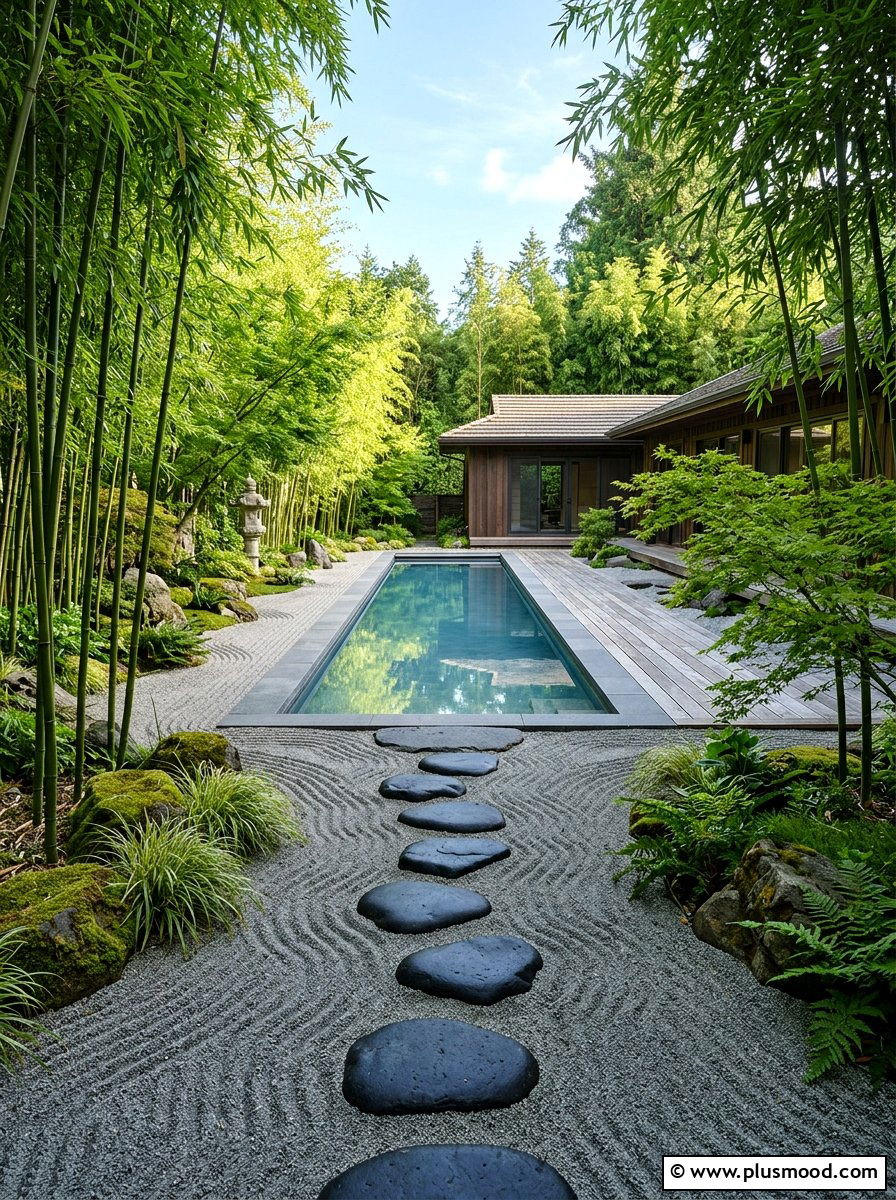 Zen garden pool path - 25 pool landscaping ideas with stepping stones