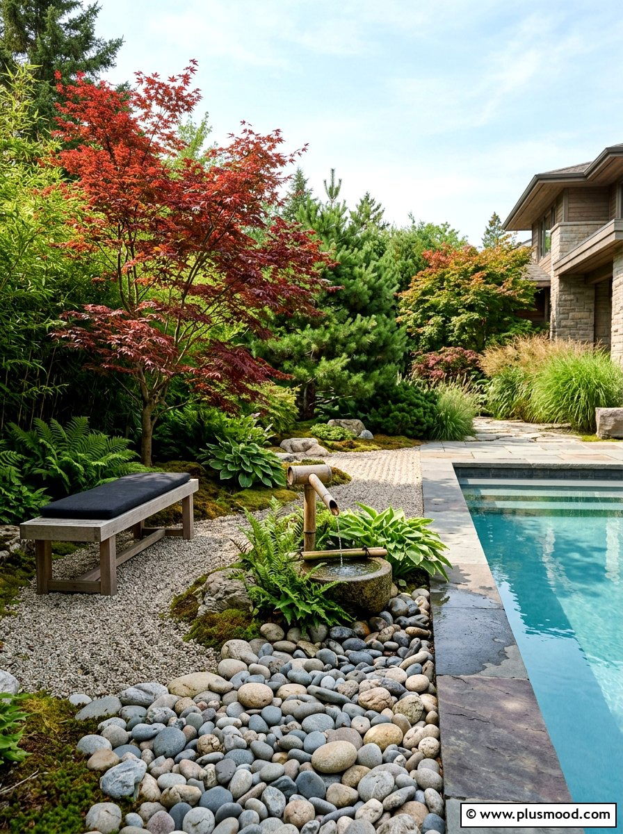 Zen garden poolside area - 25 summer cozy poolside nook ideas