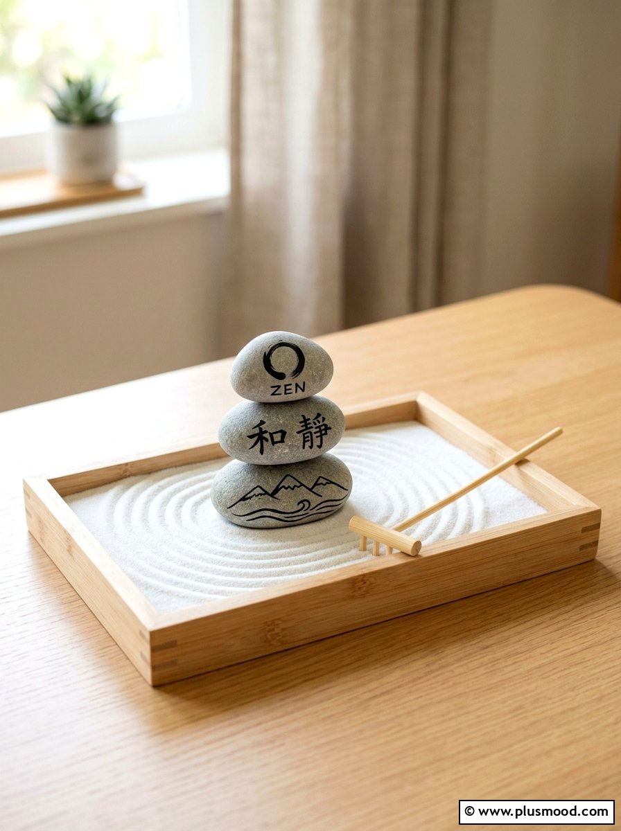 Zen garden stone - 25 painted rock ideas with positive affirmations