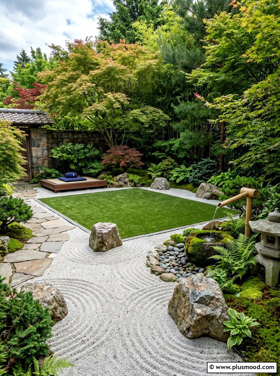 Zen garden with turf - 25 small backyard ideas with artificial turf