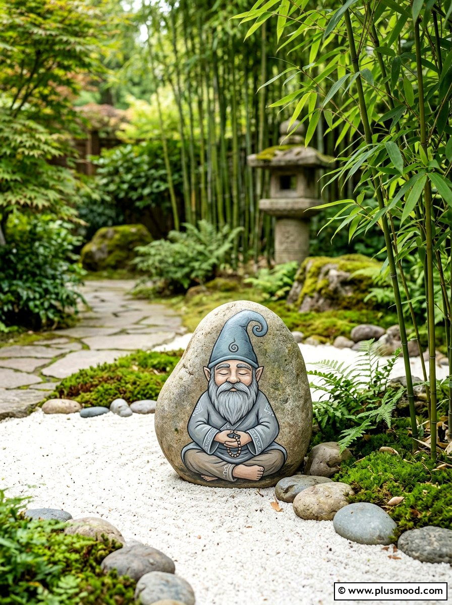 Zen gnome - 25 painted rock ideas with gnomes