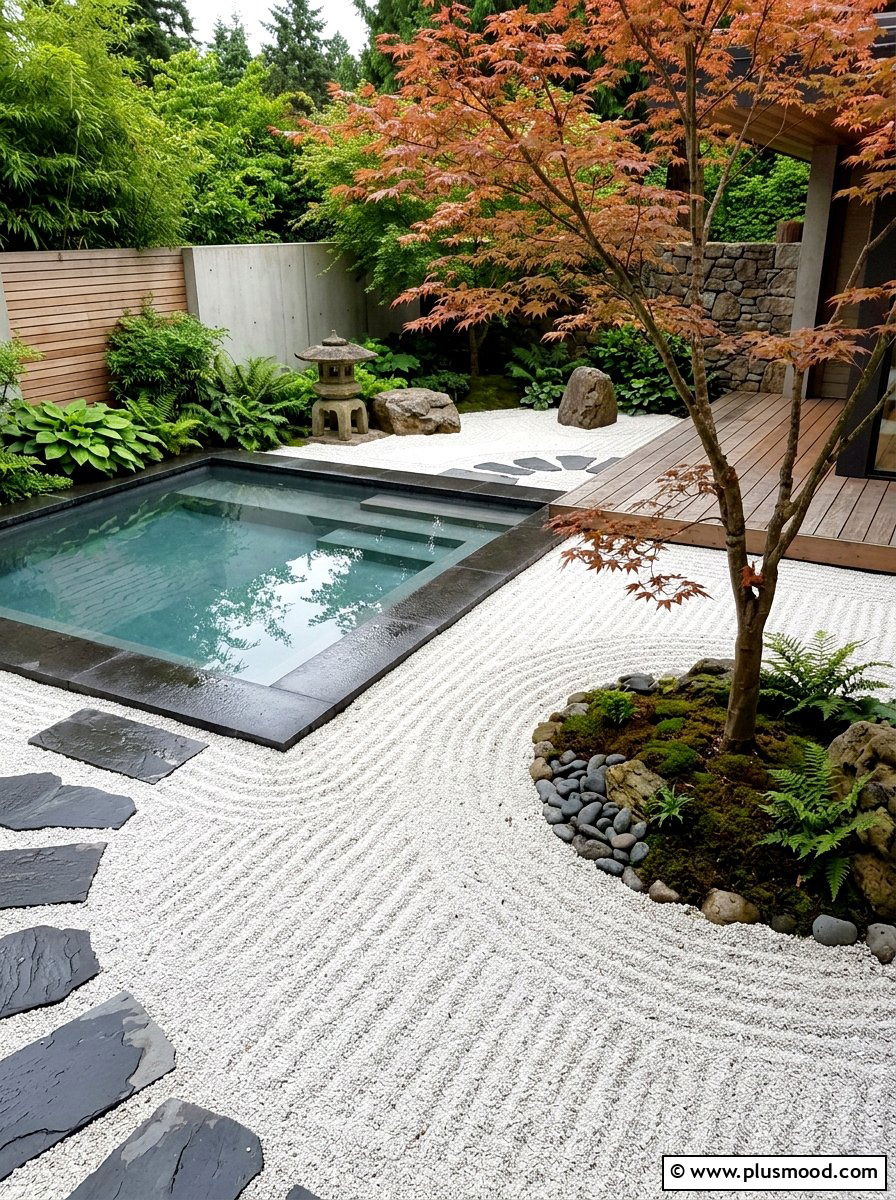 Zen gravel garden for pool - 25 pool landscaping ideas for corner pools