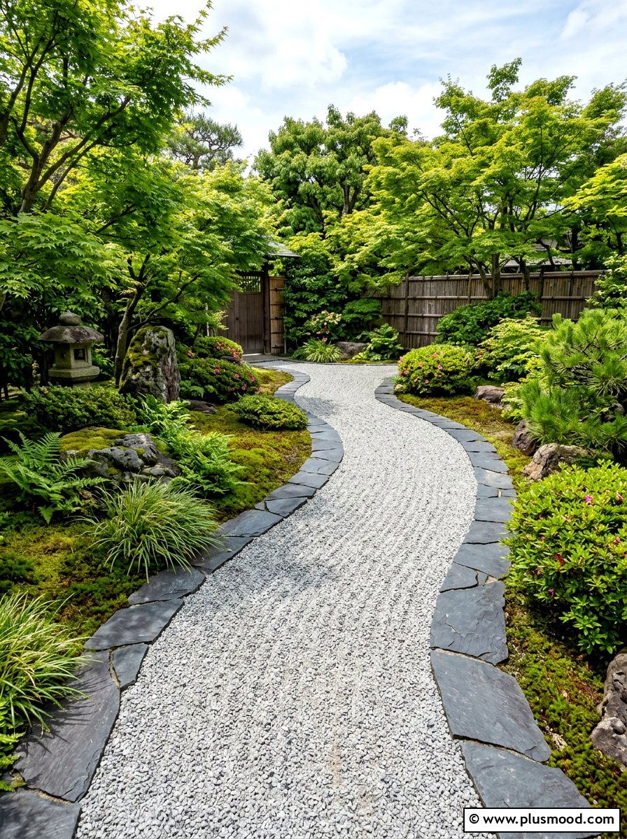 Zen gravel path - 25 outdoor garden decor ideas with zen elements