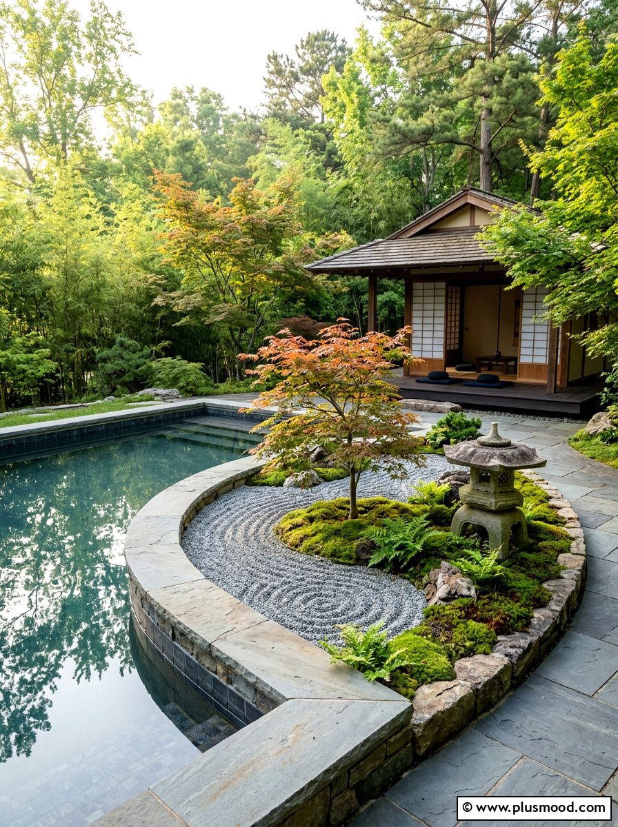 Zen pool garden planter - 25 pool landscaping ideas with curved planters