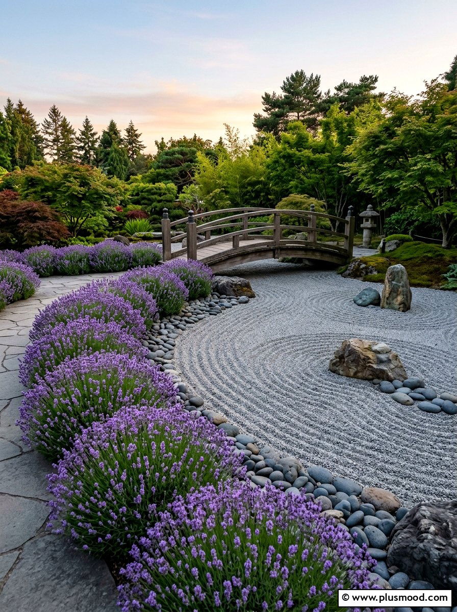 Zen pool with lavender plants - 25 pool landscaping ideas with lavender