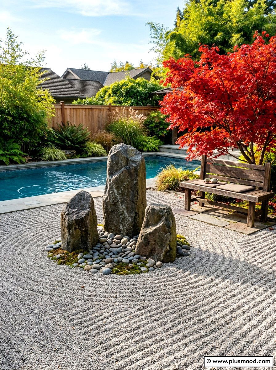 Zen rock garden - 25 summer pool landscaping ideas with rocks