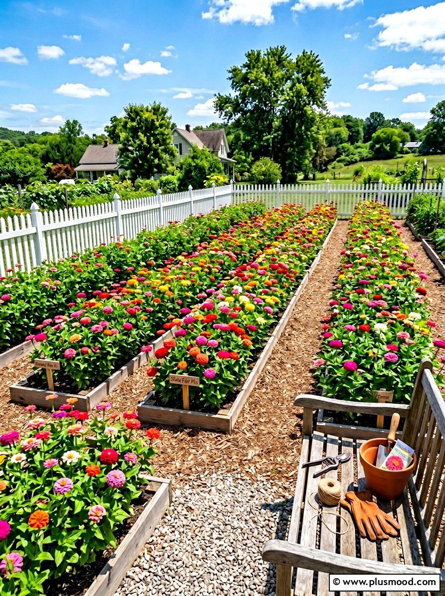 Zinnia Cutting Garden - 25 summer pollinator landscaping ideas