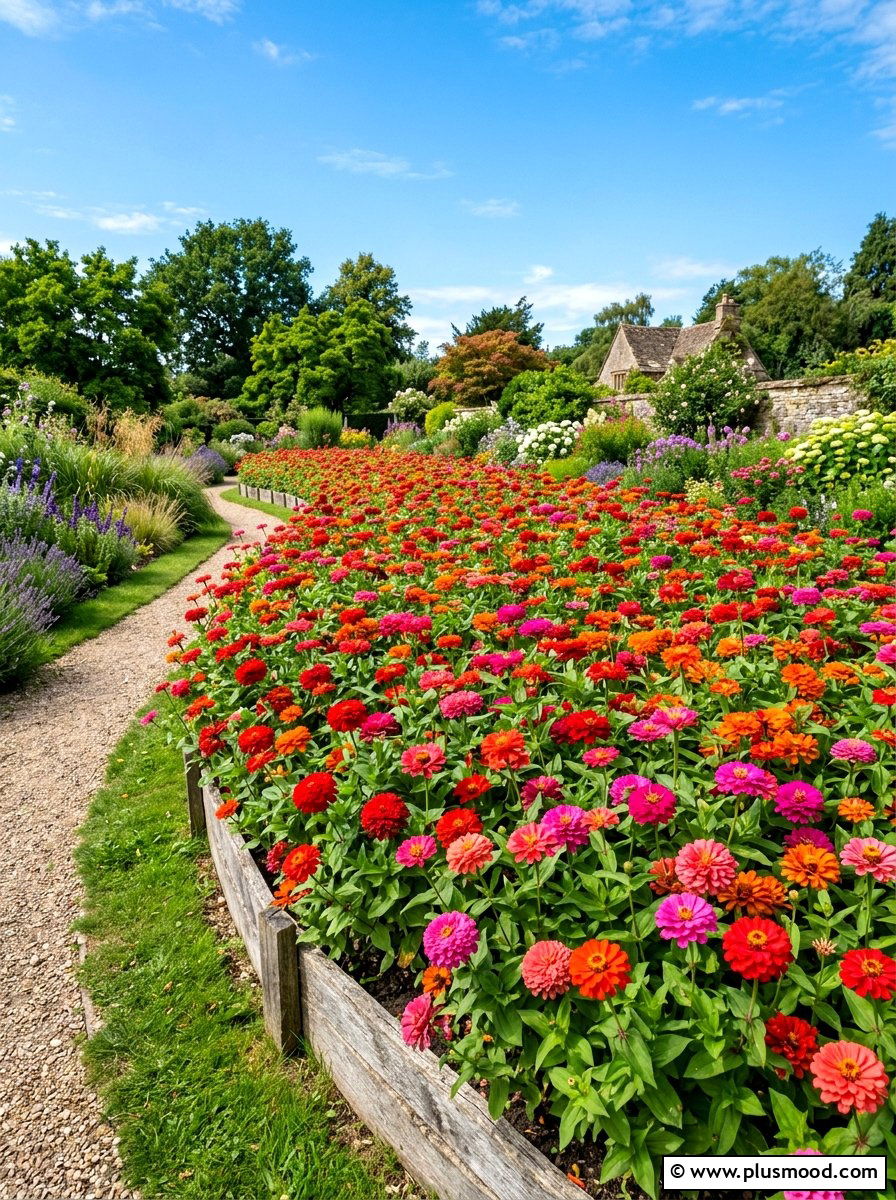 Zinnia Flower Bed - 25 summer butterfly garden ideas