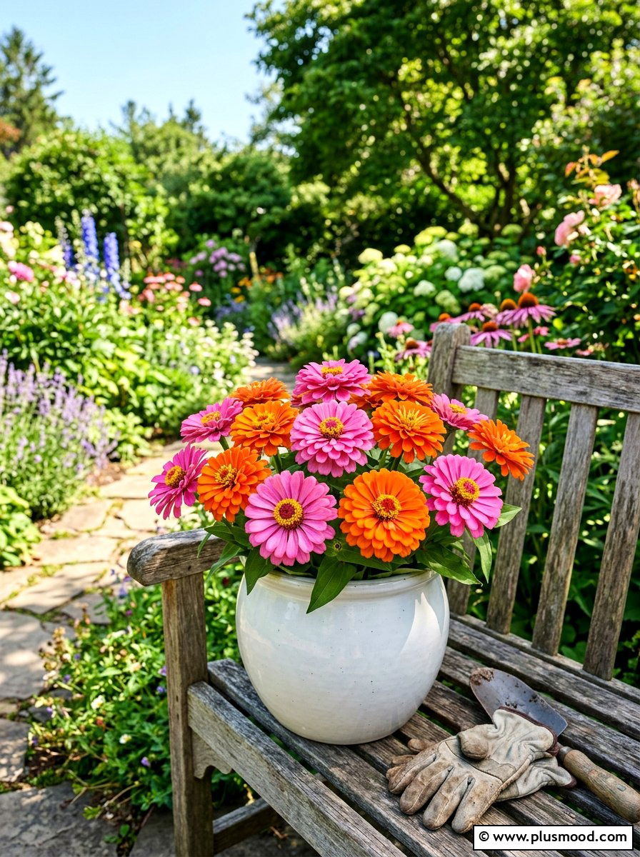Zinnia Flower Pot - 25 late summer planter ideas