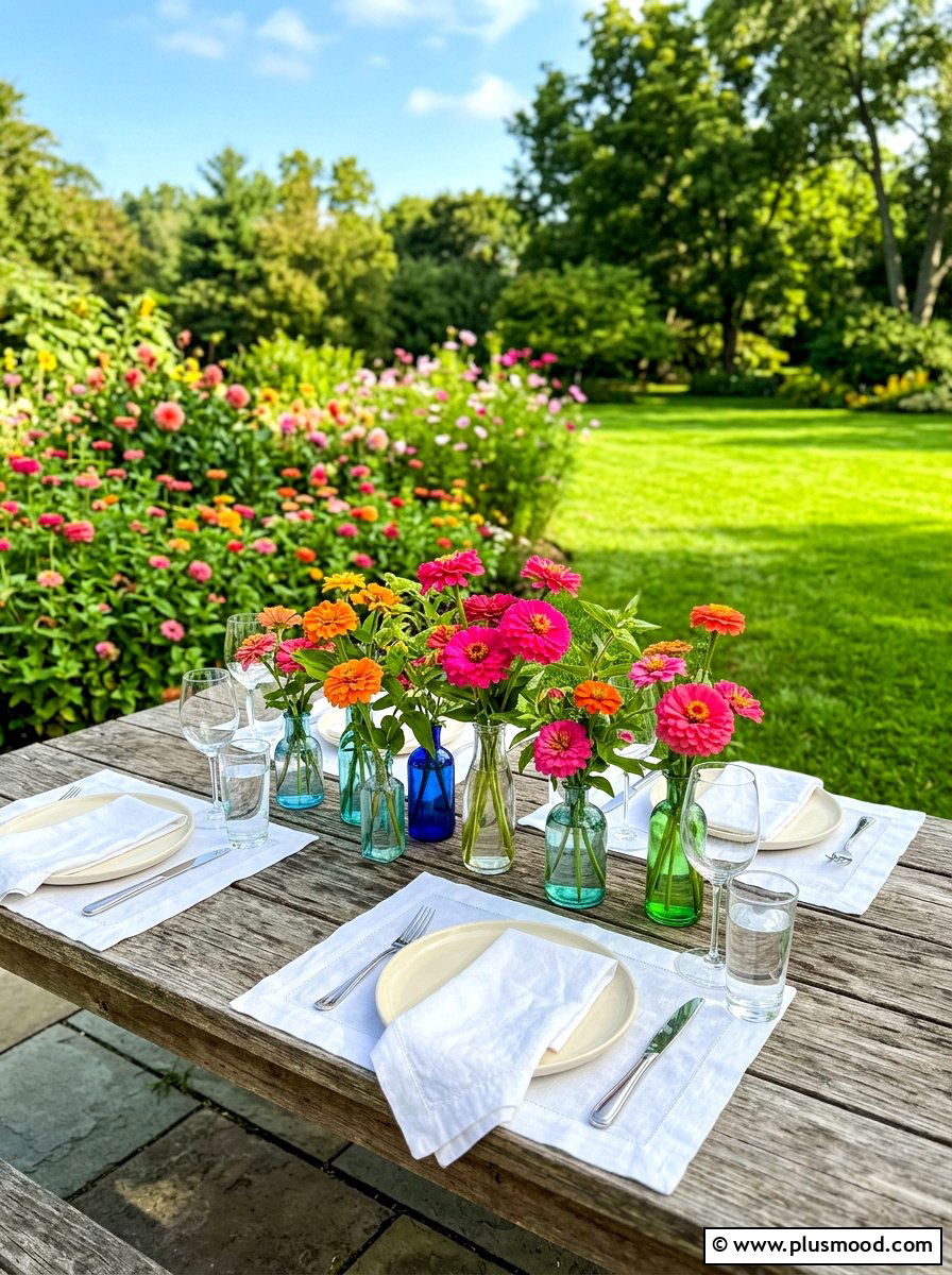 Zinnia Garden Table Setting - 25 late summer tablescape ideas