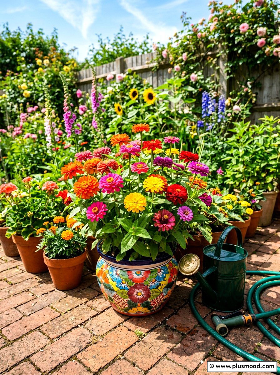 Zinnia Summer Colors - 25 summer patio planter ideas